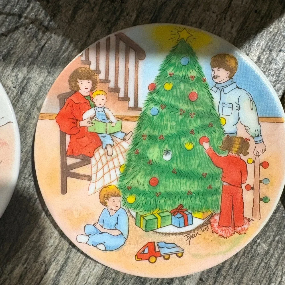Vintage 1989 Lillian Vernon Porcelain Mini Plate Ornaments Set 3 2572 Christmas